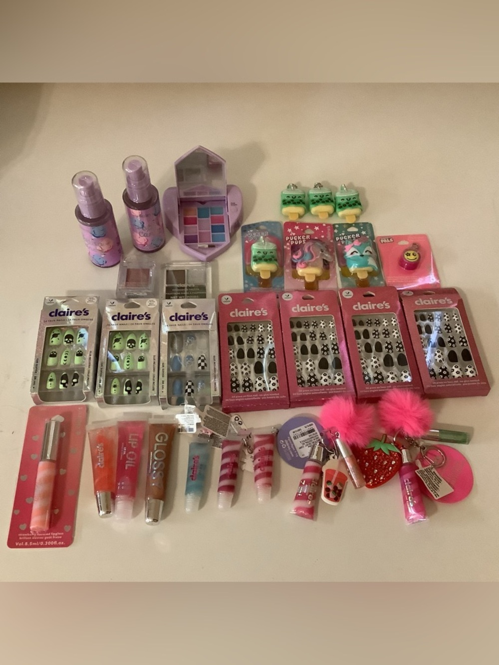 Claire's 28pcs Girls Lip Gloss, Nails and More Bundle
